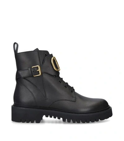 Shop Valentino Vlogo Combat Boots In Black