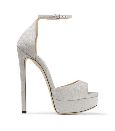 Shop Jimmy Choo Max 150 Glitter Sandals In Silver