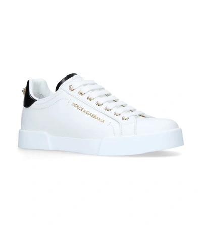 Shop Dolce & Gabbana Leather Portofino Sneakers In White