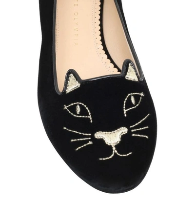 Shop Charlotte Olympia Velvet Kitty Flat