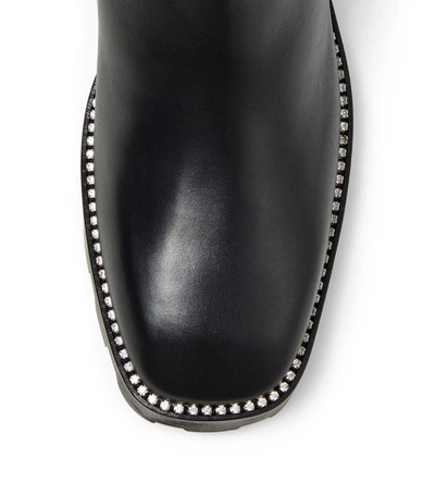 Shop Jimmy Choo Maya 35 Leather Crystal-trim Ankle Boots
