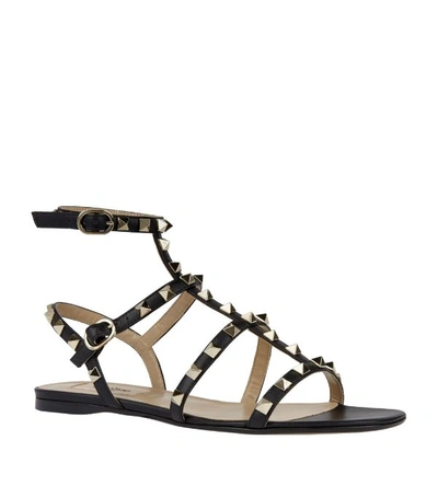 Shop Valentino Garavani Leather Rockstud Gladiator Sandals