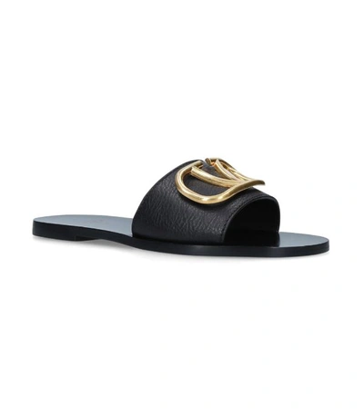 Shop Valentino Leather Go Logo Sandals In Black