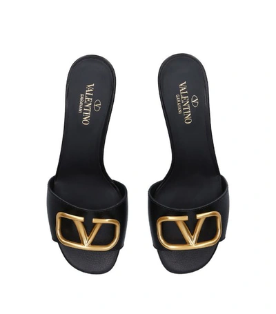 Shop Valentino Garavani Leather V Slide Mules 45