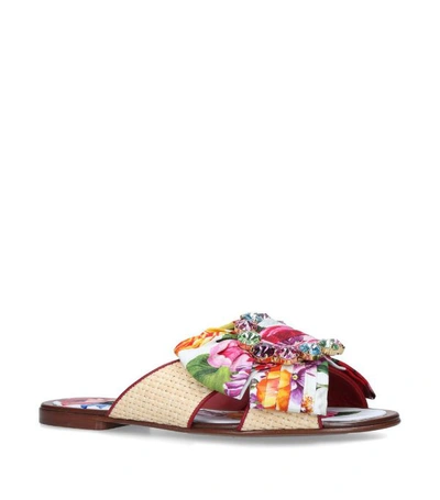 Shop Dolce & Gabbana Floral Bow Slides