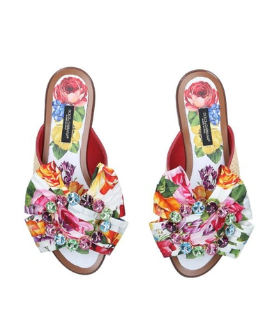 Shop Dolce & Gabbana Floral Bow Slides