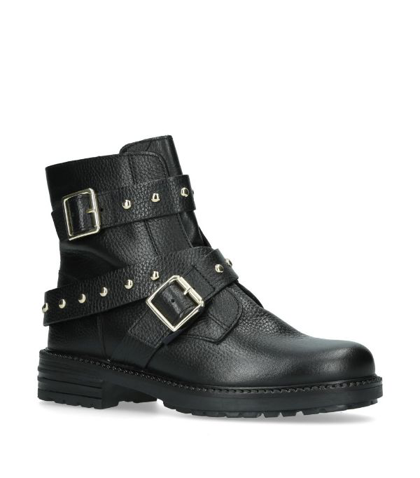 womens black leather moto boots