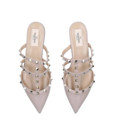 Shop Valentino Leather Rockstud Slippers