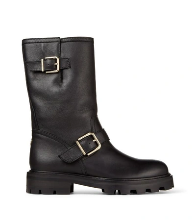 Shop Jimmy Choo Leather Biker Boots In Black