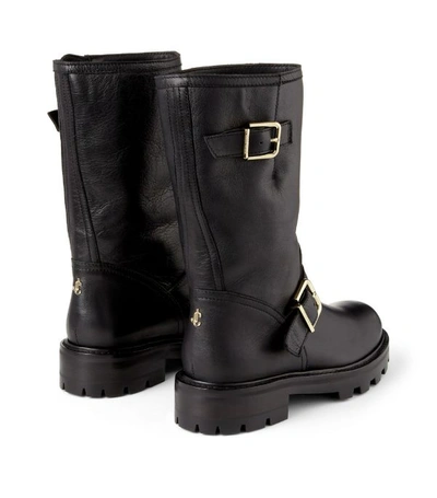 Shop Jimmy Choo Leather Biker Boots In Black