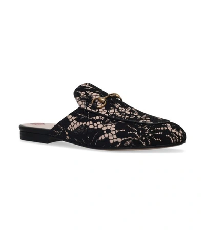 Shop Gucci Lace Princetown Slippers