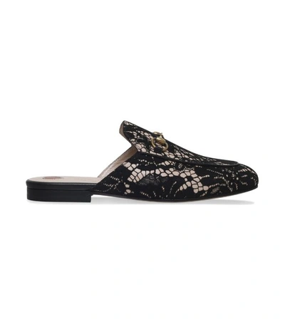 Shop Gucci Lace Princetown Slippers