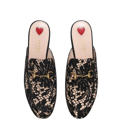 Shop Gucci Lace Princetown Slippers