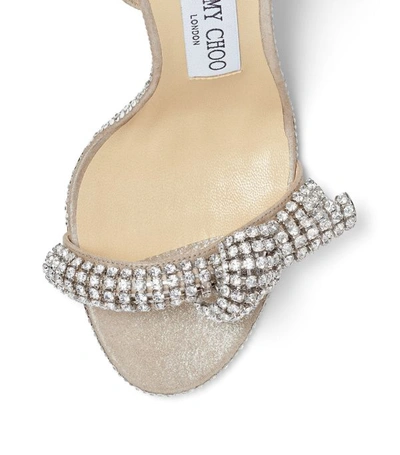 Shop Jimmy Choo Thyra 100 Suede Crystal-embellished Sandals