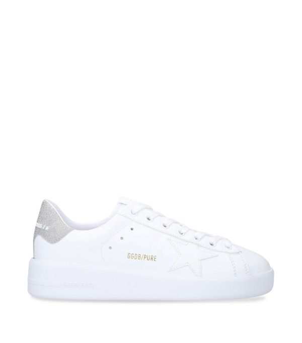 Golden Goose Sneakers Pure Star High Sole Leather White Silver | ModeSens