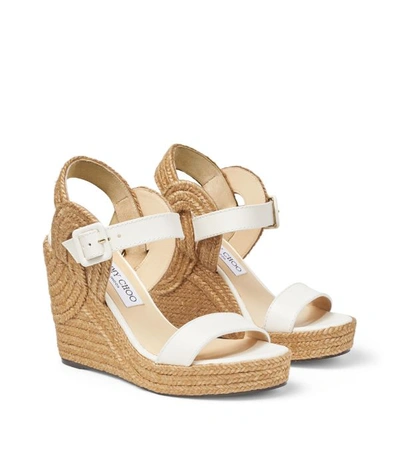 Shop Jimmy Choo Delphi 100 Nappa Leather Wedge Sandals