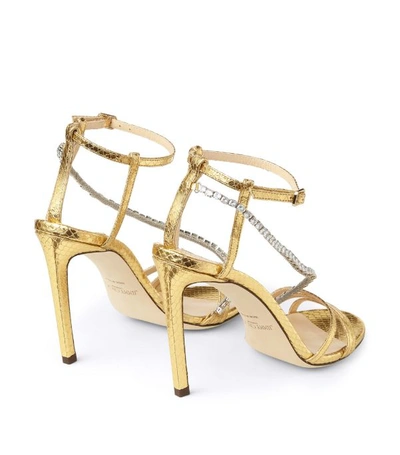 Shop Jimmy Choo Thaia 100 Snake-embossed Leather Sandals