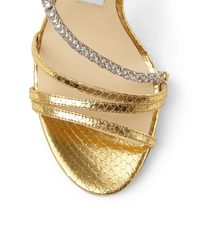 Shop Jimmy Choo Thaia 100 Snake-embossed Leather Sandals