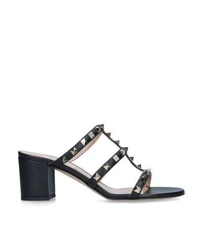 Shop Valentino Leather Rockstud Mules 60 In Black