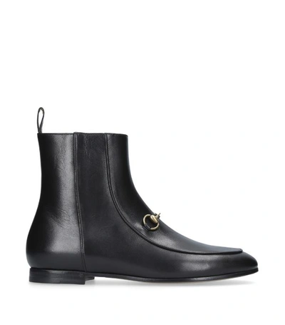 Shop Gucci Leather Jordaan Ankle Boots