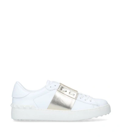 Shop Valentino Leather Open Sneakers In White