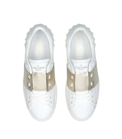 Shop Valentino Leather Open Sneakers In White