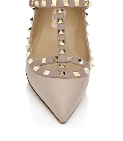 Shop Valentino Garavani Leather Rockstud Flats