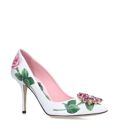 Shop Dolce & Gabbana Leather Tropical Rose Pumps 100