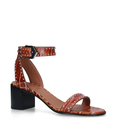 Givenchy Studded Croc Embossed Block Heel Sandal In Leather Brown | ModeSens