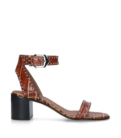 Shop Givenchy Croc-embossed Leather Sandals 60