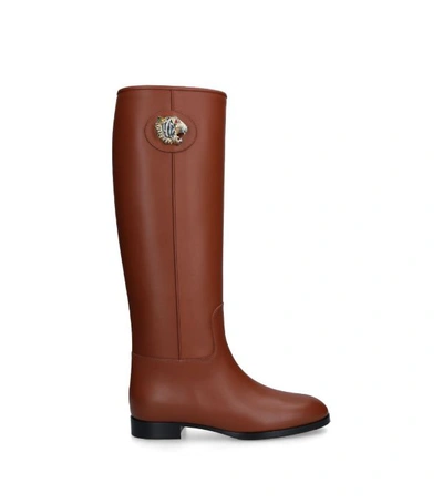 Shop Gucci Leather Embellished Rosie Riding Boots