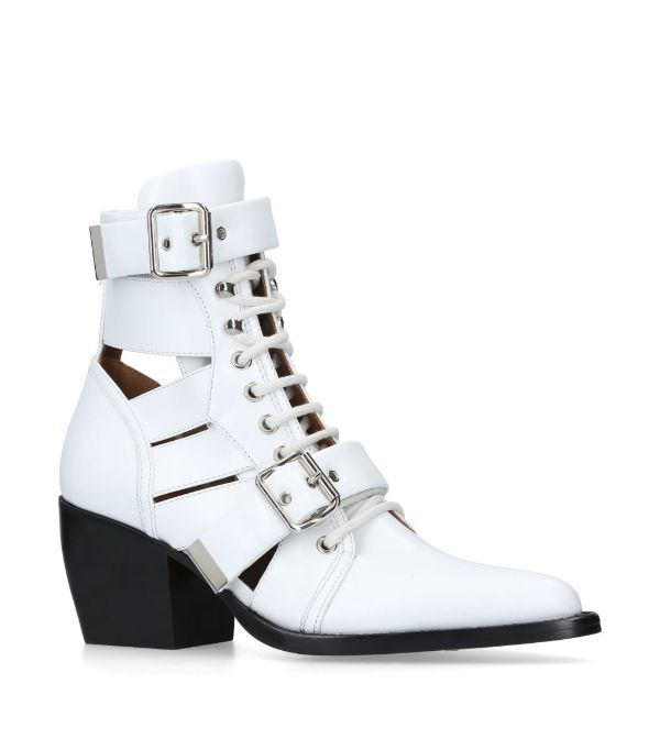 chloe white ankle boots