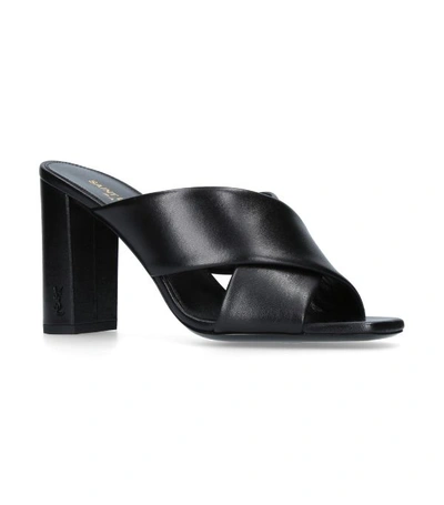 Shop Saint Laurent Leather Loulou Mules 95