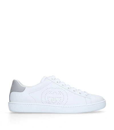 Shop Gucci Leather Ace Logo Sneakers