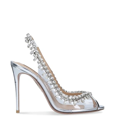 Shop Aquazzura Crystal Temptation Sandals 105 In Silver