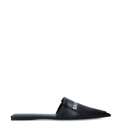 Shop Balenciaga Leather Fringe Knife Slippers