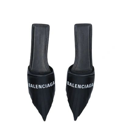 Shop Balenciaga Leather Fringe Knife Slippers