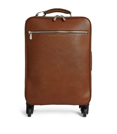 Shop Brunello Cucinelli Leather Suitcase (50cm)