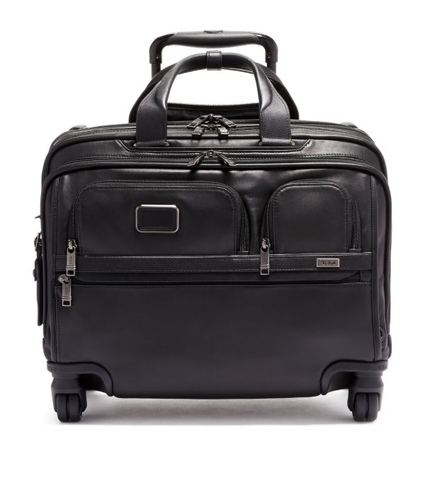 tumi black leather briefcase