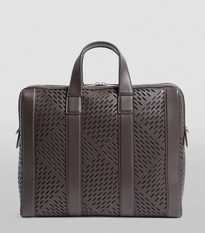 Shop Bottega Veneta Leather Perforated Marcopolo Briefcase