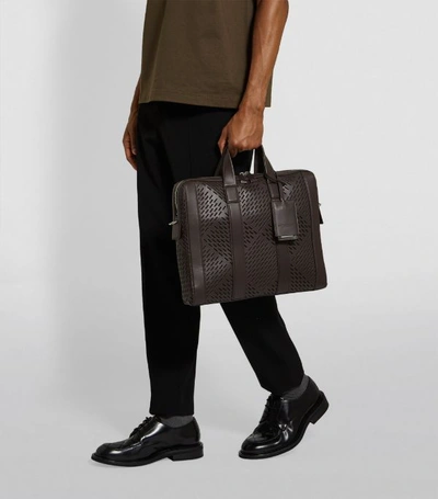 Shop Bottega Veneta Leather Perforated Marcopolo Briefcase