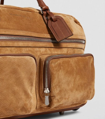 Shop Brunello Cucinelli Leather Holdall With Wheels