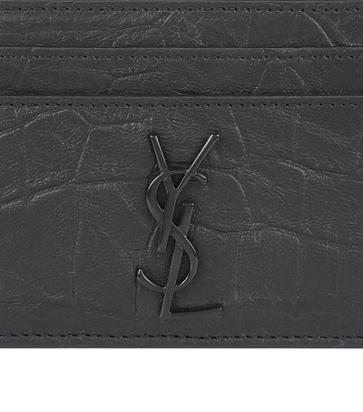 Saint Laurent Monogram Embossed Card Holder - Black