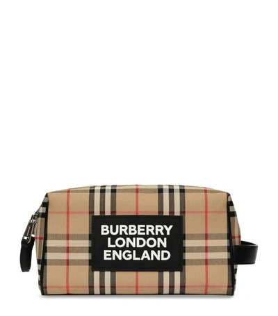 Shop Burberry Logo Vintage Check Print Travel Pouch