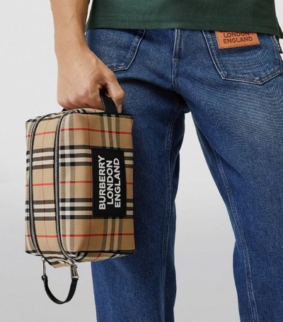 Shop Burberry Logo Vintage Check Print Travel Pouch