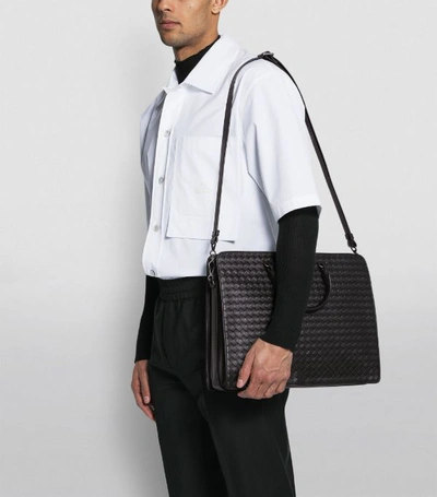 Shop Bottega Veneta Leather Intrecciato Briefcase