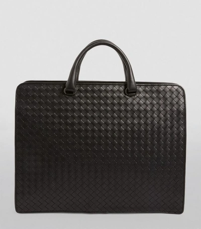 Shop Bottega Veneta Leather Intrecciato Briefcase