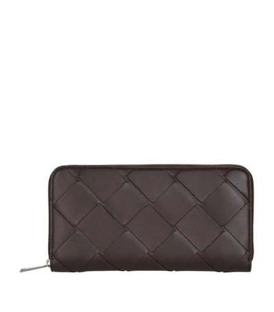 Shop Bottega Veneta Leather Intrecciato Zip Wallet