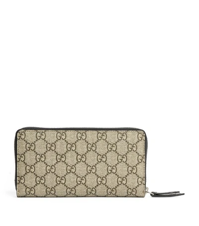 Shop Gucci Gg Supreme Bee Zip-around Wallet