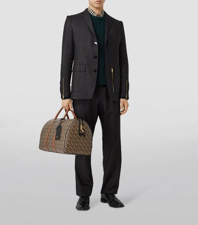 Shop Burberry Monogram E-canvas And Leather Holdall